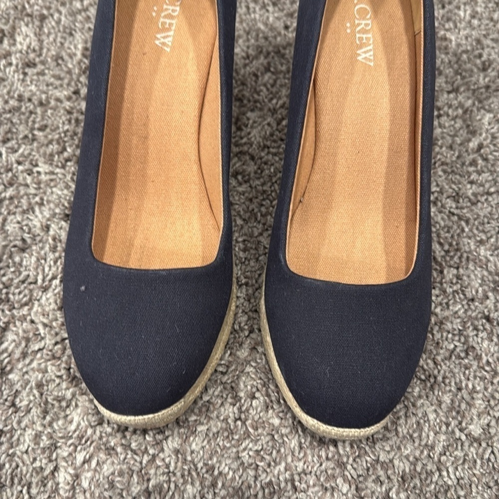 J. Crew Women's Navy Blue Wedges shoes size 7 1/2 - Picture 4 of 8
